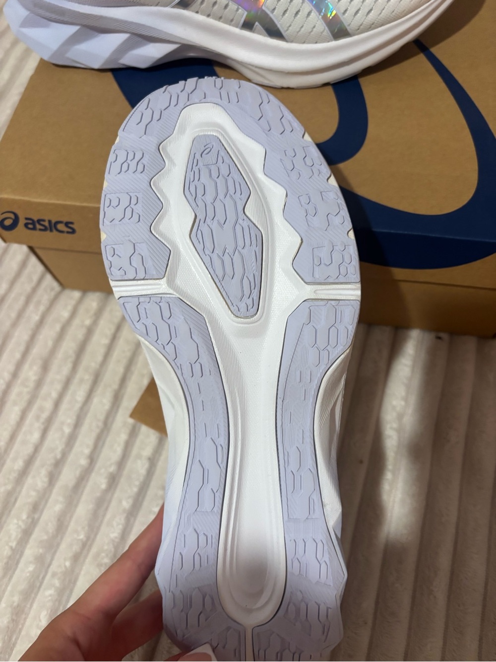 Asics Women's White Iridescent Athletic Running Shoes - Picture 3 of 5